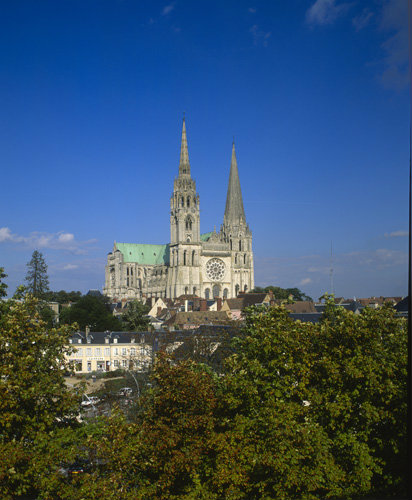 Chartres cathedral west north west aspect