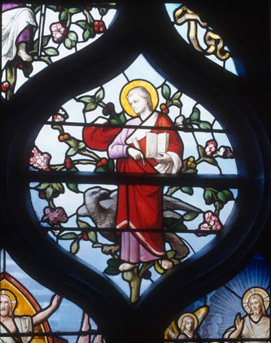 St John, 19th century stained glass, Church of St Aignan, Chartres, France