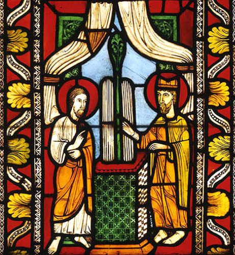 Moses and Aaron, detail from twelfth century Moses panel, Munster Landesmuseum, Germany