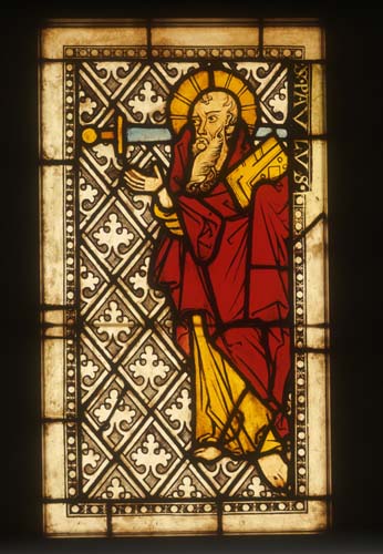 St Paul, stained glass panel 1250-60, Munster Landesmuseum, Munster, Germany