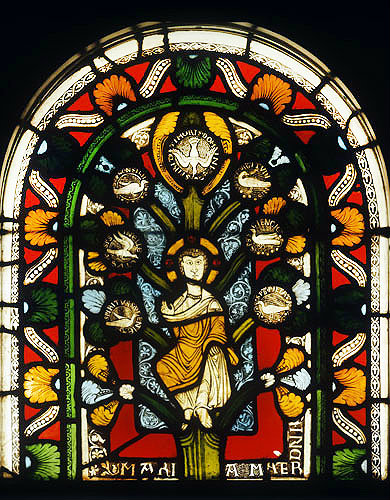 Christ and the six qualities of the Holy Spirit, counsel, understanding, strength, wisdom, knowledge, piety, Gerlachus, twelfth century, Munster Landesmuseum, Germany