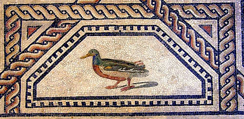 Duck, third century Roman mosaic, Cologne, Germany