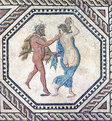Nymph and satyr, third century Roman mosaic, Cologne, Germany