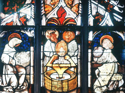 Evangelists and their symbols combined in animal and human form, fifteenth century, St Lorenz Church, Nurnberg, Germany