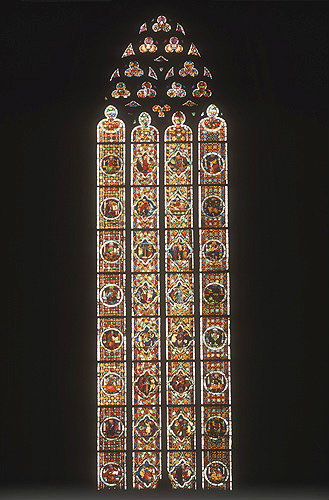 Germany, Esslingen, the bible window in the choir, Dionysiuskirche, 14th century