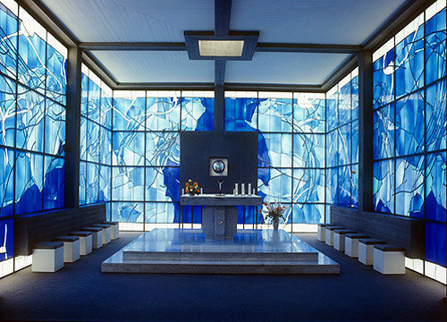 Blue windows by Schreiter, twentieth century, Johannesbund Convent, Leutesdorf, Germany