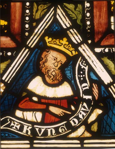 King David, detail from Solomon panel, 1360-70 stained glass, Munster Landesmuseum, Germany