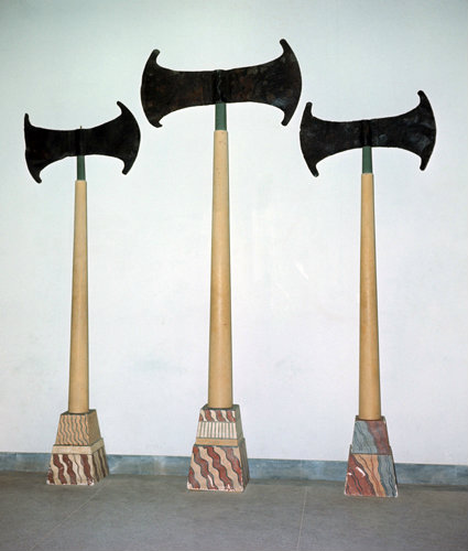 Greece Crete sacred double-headed axes, Heraklion Museum