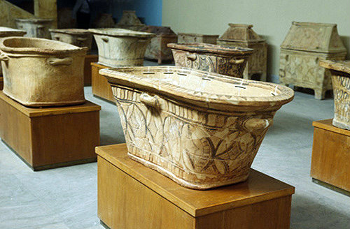 Minoan sarcophagi, Heraklion Museum, Crete, Greece