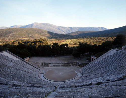 Greece Epidaurus the Theatre at Dawn built by Polycleitos the younger 4th century BC