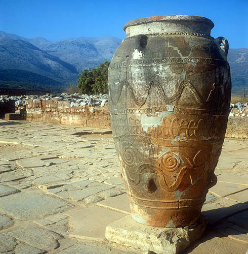 Large pithoi found in Minoan palace, Malia, Greece