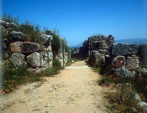 Gate of upper entrance to acropolis, circa thirteenth century BC, Mycenaean fortress, Tiryns, Greece