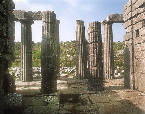 Greece, Bassae, Temple of Apollo Epicurius, late 5th century BC, north portico from the Naos