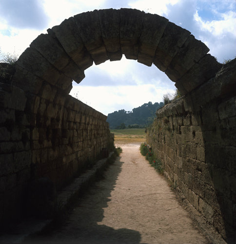 Olympia Greece domed entrance (Krypti) to the Stadium which was added during the Hellenistic period