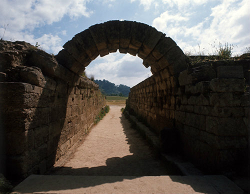 Greece Olympia domed entrance (Krypti) to the Stadium. Krypti was added during the Hellenistic period