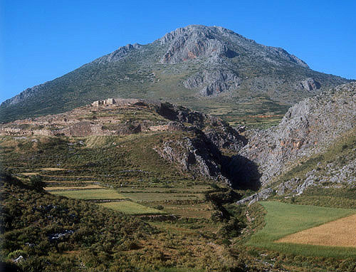 Acropolis and Mount Elias from the south, Mycenae, Greece