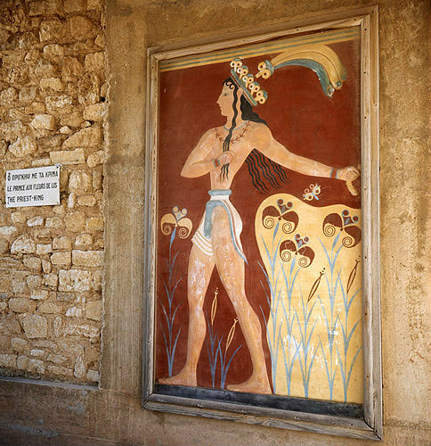 Greece, Crete, Knossos, Palace of Minos, fresco of the Priest King