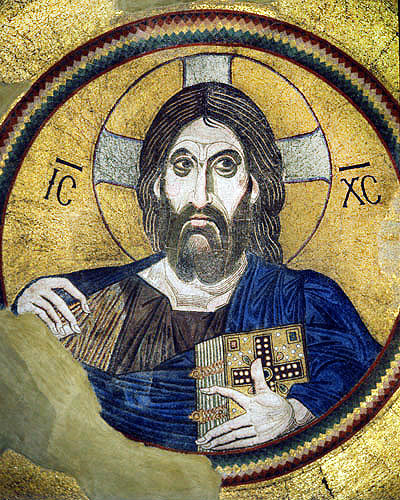 Christ Pantocrator, eleventh century, in dome of church of Daphni Monastery, Greece