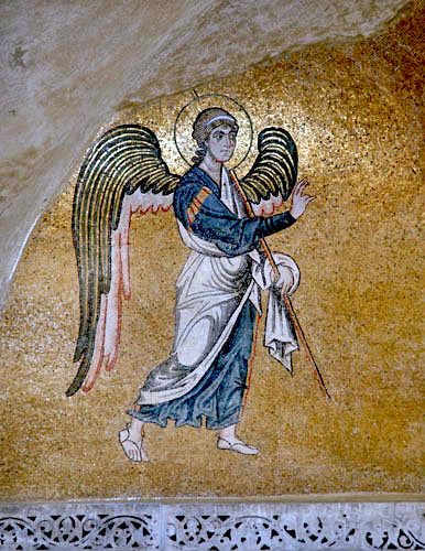 Archangel Gabriel, eleventh century mosaic, monastery church, Daphni, Greece