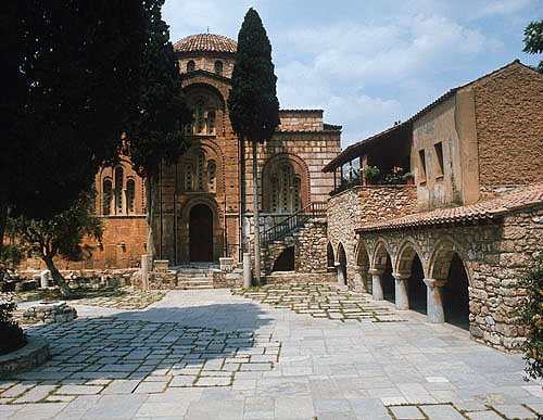 Monastery exterior, eleventh century, Daphni, Greece