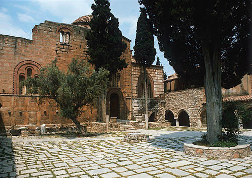 Monastery exterior, eleventh century, Daphni, Greece