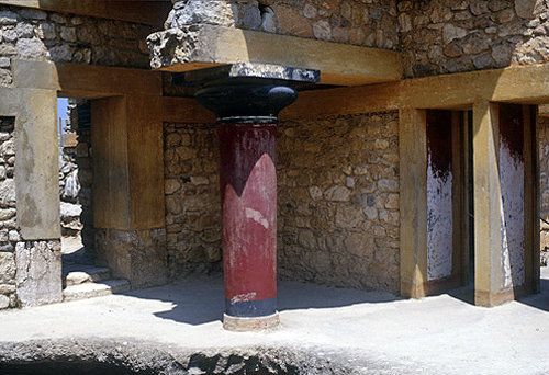 Greece, Crete, Knossos, Palace of Minos 2800-1100 BC west porch