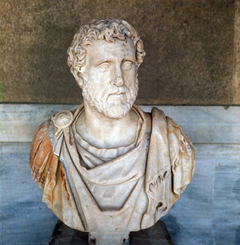 Greece Athens Marble bust of the Emperor Antoninus Pius AD 138-161 found in a well of the Omega House Athenian Agora