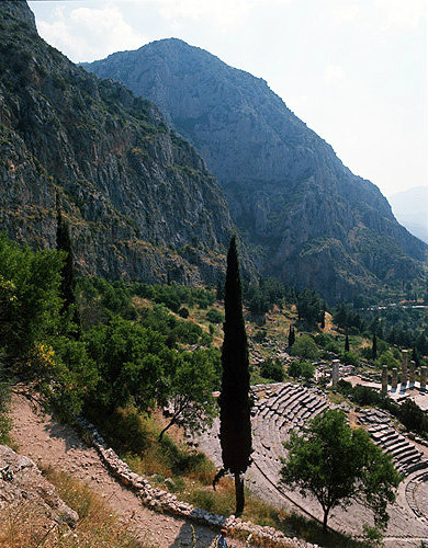 Theatre and Temple of Apollo, both fourth century BC, Delphi, Greece