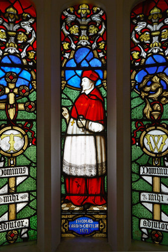 Cardinal Wolsey, stained glass by Thomas Willement,photo Historic Royal Palaces