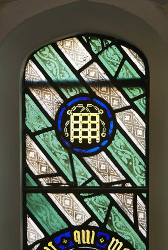 Portcullis, stained glass by Thomas Willement, photo Historic Royal Palaces