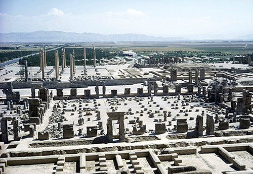 Iran, formerly Persia, Persepolis, capital of the Achmaenid Empire, panorama of palace of Darius I, begun 515 BC