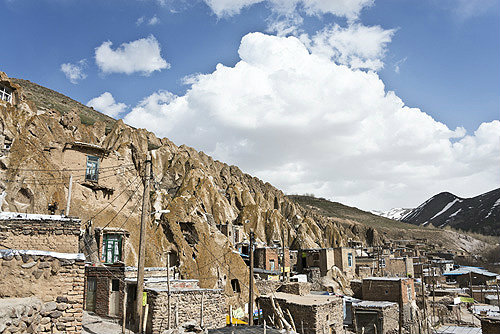 Kandovan troglodyte village, said to date from thirteenth century, houses cut from volcanic rocks of now dormant volcano, sixty miles south of Tabriz, Iran