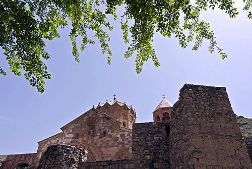 St Stephanos, Armenian church and monastery, built fourteenth century, reputedly founded by apostle Bartholomew AD62, view from outside walls on west, Iran