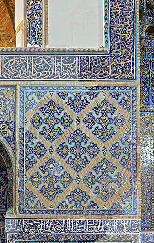 Tile work on interior of Blue mosque (Masjed-e Kabud) commssioned by Shah Jahan in 1465, Tabriz, Azerbaijan, Iran