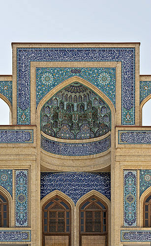 Musalla mosque, (Masjid-e Mosallah), main entrance of mosque under construction, Tabriz, Azerbaijan, Iran