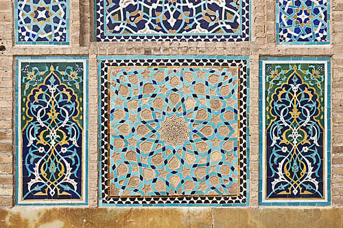 Friday Mosque, (Masjed-e Jameh), built in fifteenth century for Sayyed Roknaddin, detail of tiles, Yazd, Iran