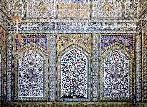 Masjed-e Vakil (Vakil Mosque), tilework of inner side of main portal, built 1751-1773 during Zand period, restored nineteenth century during Qajar period, Shiraz, Iran