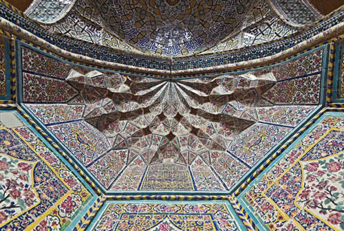 Majed-e Vakil (Vakil Mosque) decorative tilework with muqarnas, built 1751-1773 during Zahn period, restored nineteenth century, Qajar period, Shiraz, Iran