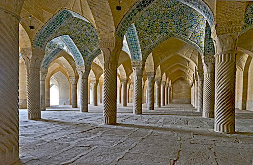 Majed-e Vakil (Vakil Mosque) prayer hall (shanestan) built 1751-1773 during Zahn period, restored nineteenth century during Qajar period, Shiraz, Iran