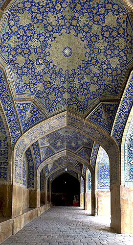 Masjed-e Shah, built 1611-1629 for Shah Abbas I, also  known as Masjed-e Imam or Royal mosque, passage north east of courtyard, Isfahan, Iran