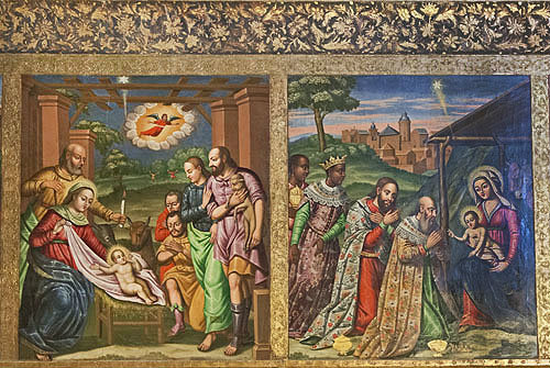 Vank Cathedral, painting of adoration of shepherds and of the Magi, Armenian Cathedral of the Holy Saviour, Isfahan, Iran