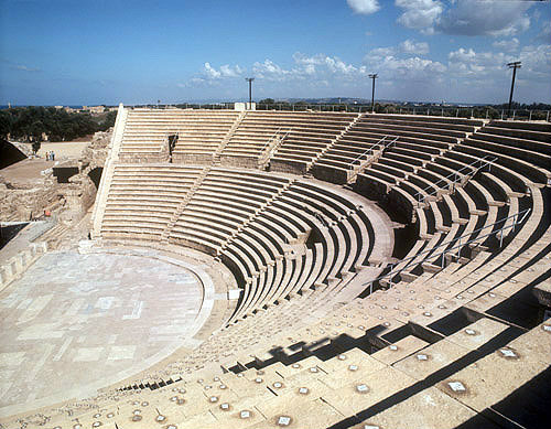 Theatre, originally dating from Herodian period but rebuilt during second and third centuries AD, Caesarea, Israel