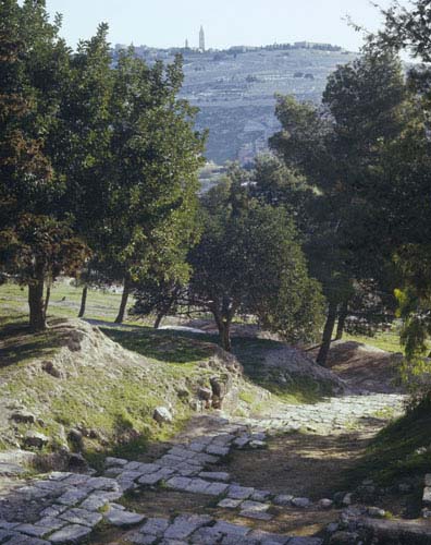 Stepped road from Maccabean period, probably road Jesus took from Gethsemane to Mount Zion, Jerusalem, Israel