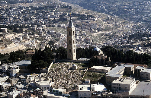 Israel, Jerusalem, aerial view of the Tower of the Ascension from the north west