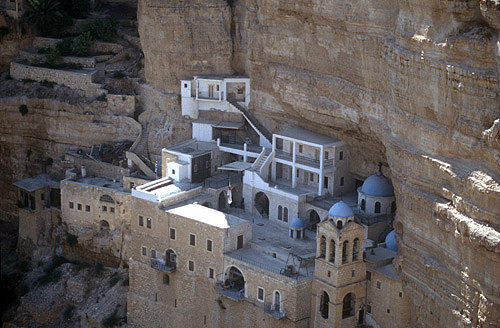 Israel, Greek Orthodox Monastery of St George, Wadi Qilt, founded in the fourth century, present building dating from the nineteenth century, aerial view