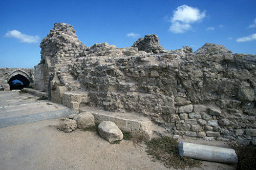 Israel, Apollonia, ruins of fortress at Tel Arsuf north of Herzliya overlooking the sea