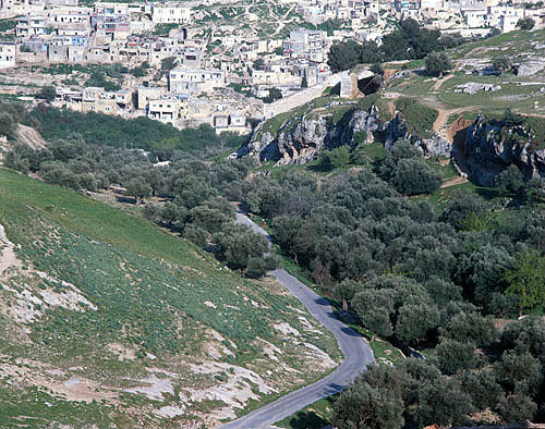 Israel, Jerusalem, Hinnom Valley looking east to Silwan Village