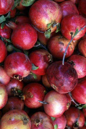Israel Jerusalem pomegranates a traditional fruit of the Sukkot Festival on sale in Mea Shearim quarter