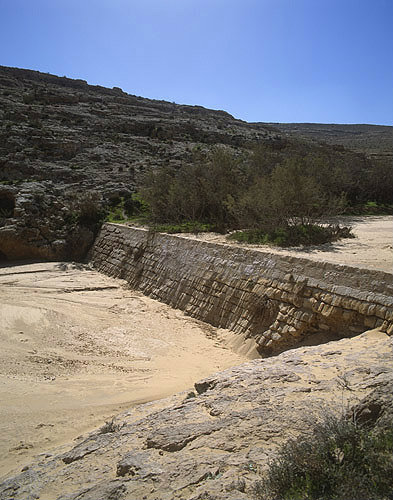 Nabataean dam in Wadi Mamshit, Negev, Israel