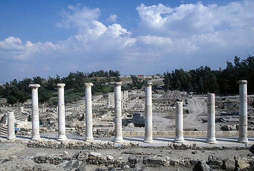 Israel, Beth Shean, columns on Palladus Street
